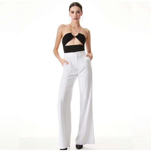 New! Alice + Olivia Sariya Cutout Black Bodysuit Chain Neck Medium $250‎